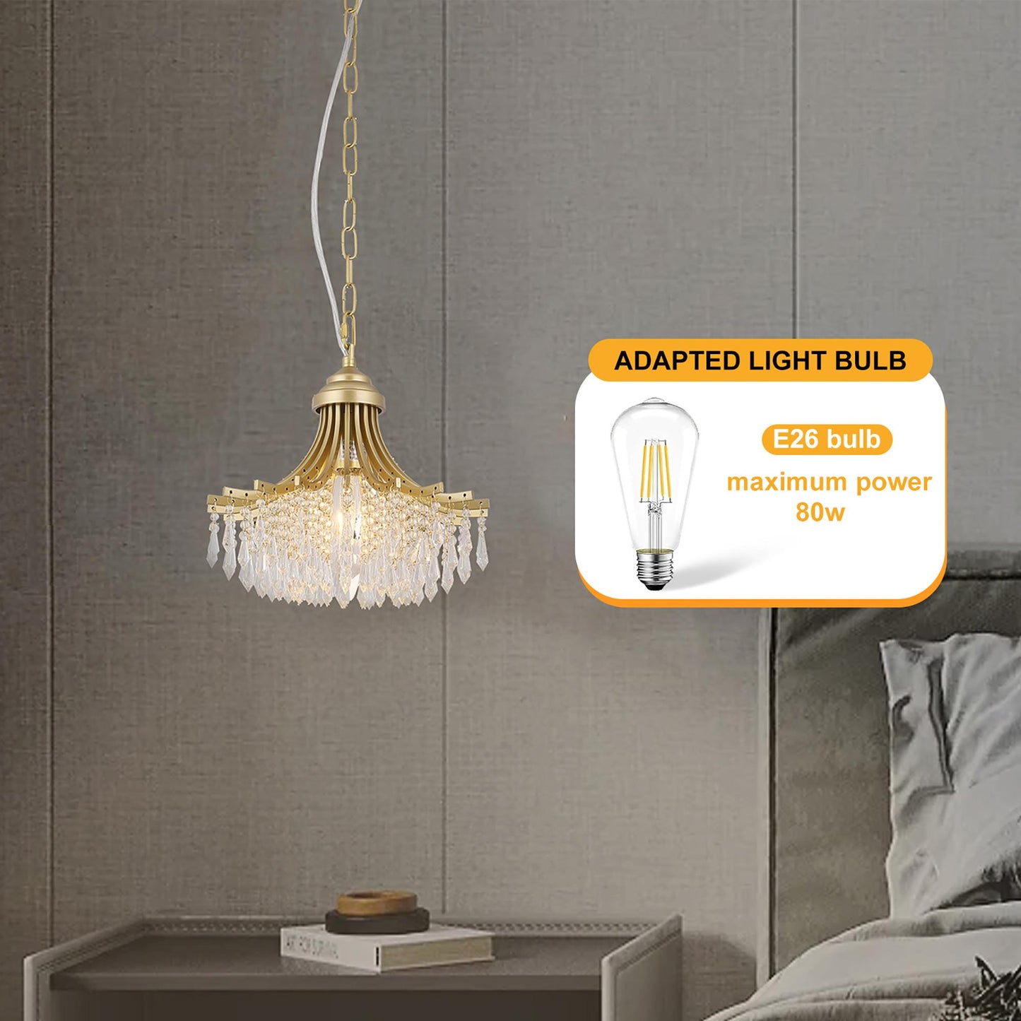 11.75" Dia X 10" H Single Bulb Matte Gold Glass Fan Shape Pendant Chandelier