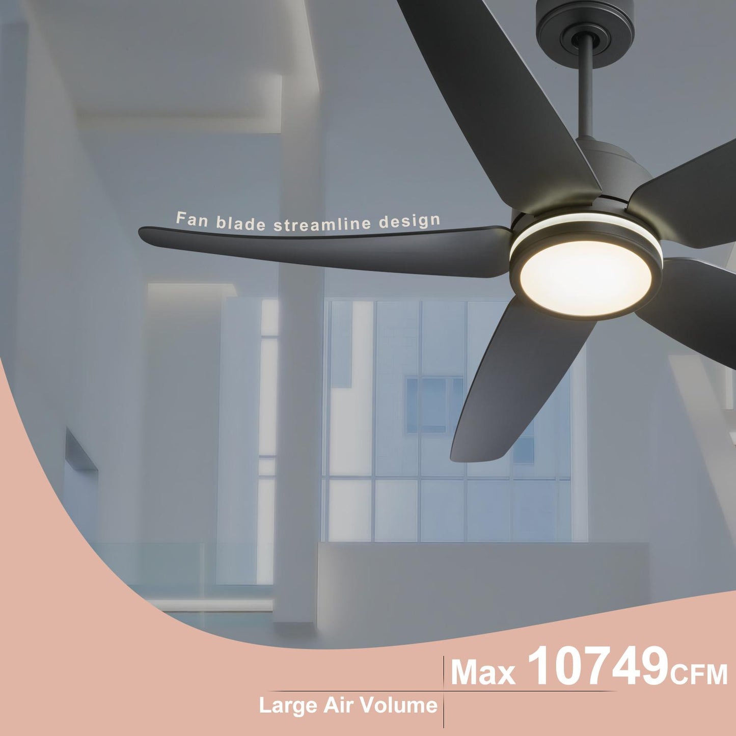 Light Pro 52 in. LED Indoor Jet Black Modern Ceiling Fan with DC Motor