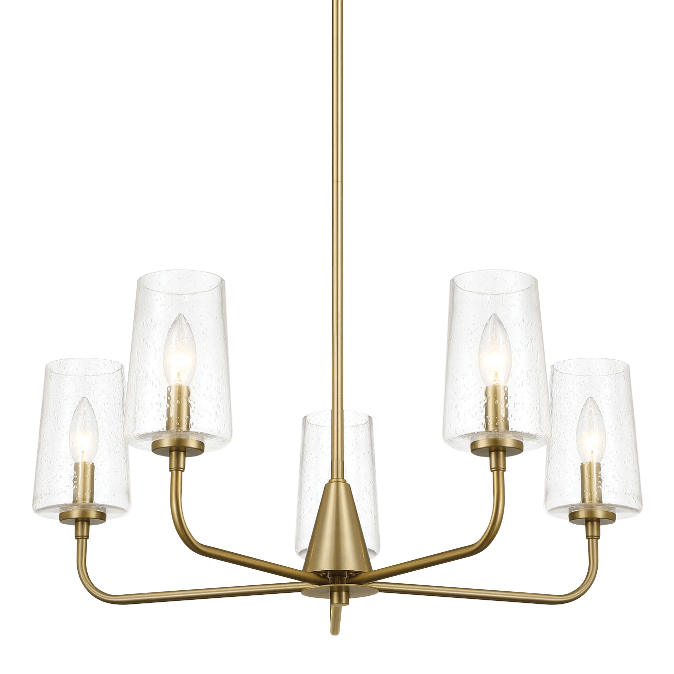 Dazzle Five Lights Chandelier With Clear Seeded Glass -Satin Brass