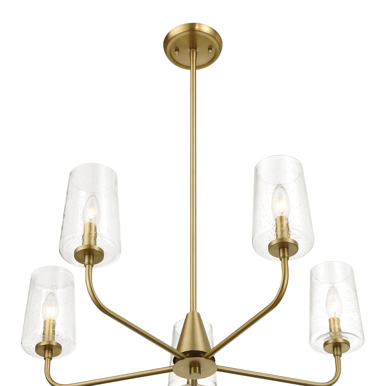 Dazzle Five Lights Chandelier With Clear Seeded Glass -Satin Brass