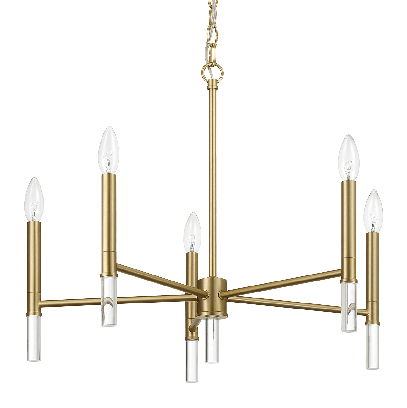 Courtyard Five Light Golden Brass Candle Light Chandelier 24"W × 17.75"H