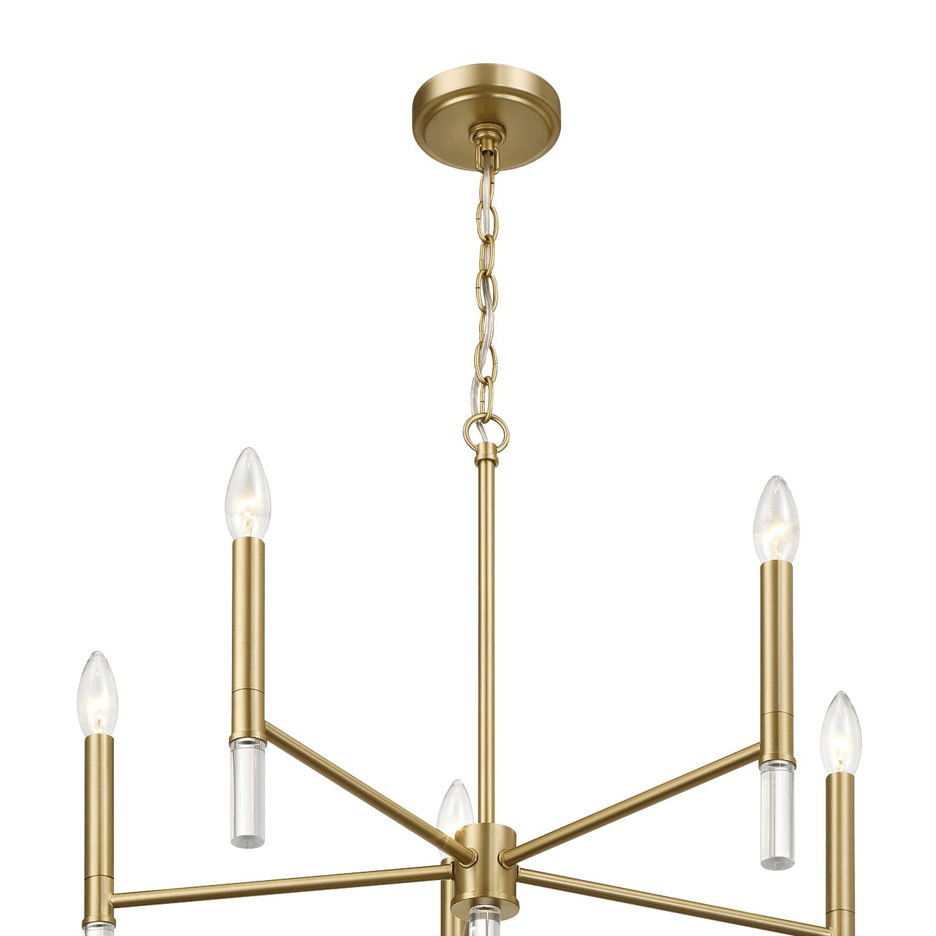 Courtyard Five Light Golden Brass Candle Light Chandelier 24"W × 17.75"H