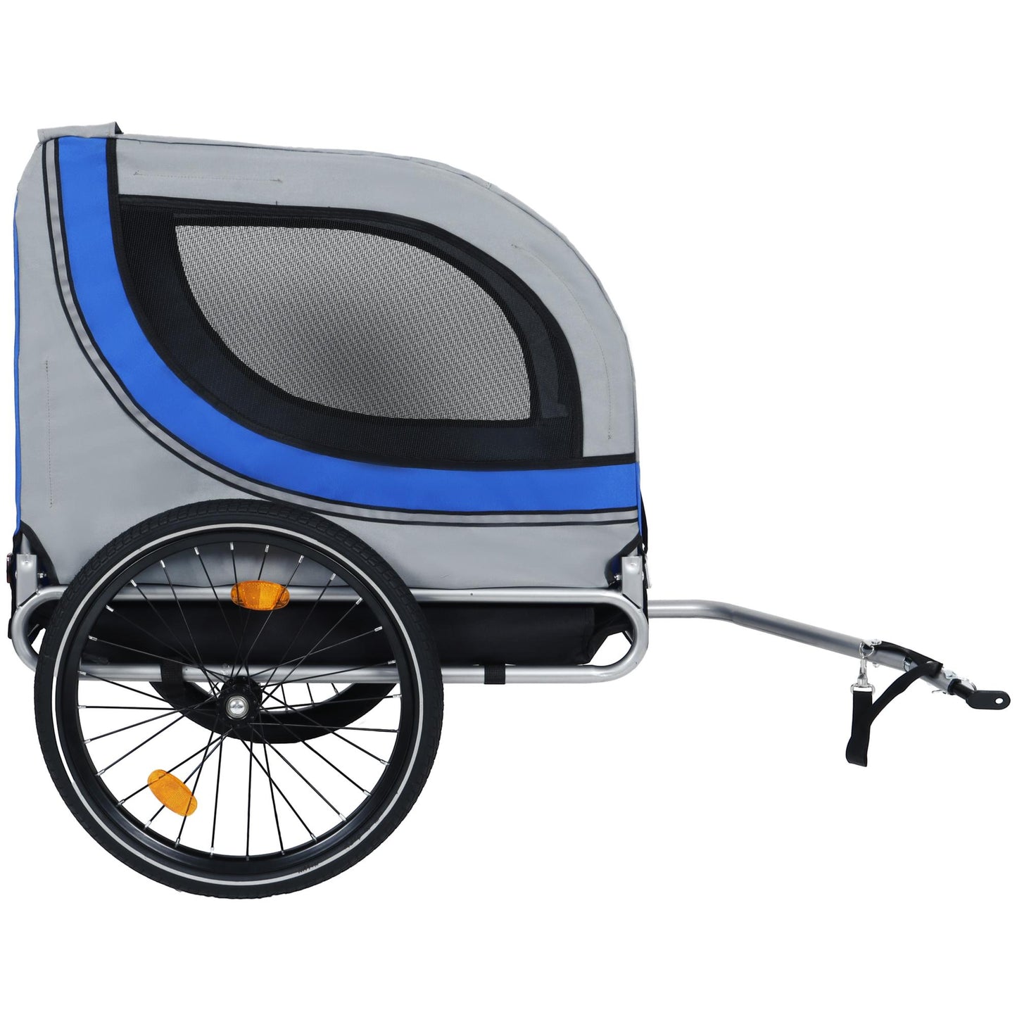 Large Folding Bike Trailer for Dogs – 120LB Capacity All-Terrain Pet Carrier, Durable Steel Frame for Cycling, Jogging, Camping & Outdoor Adventures, Gray- Blue