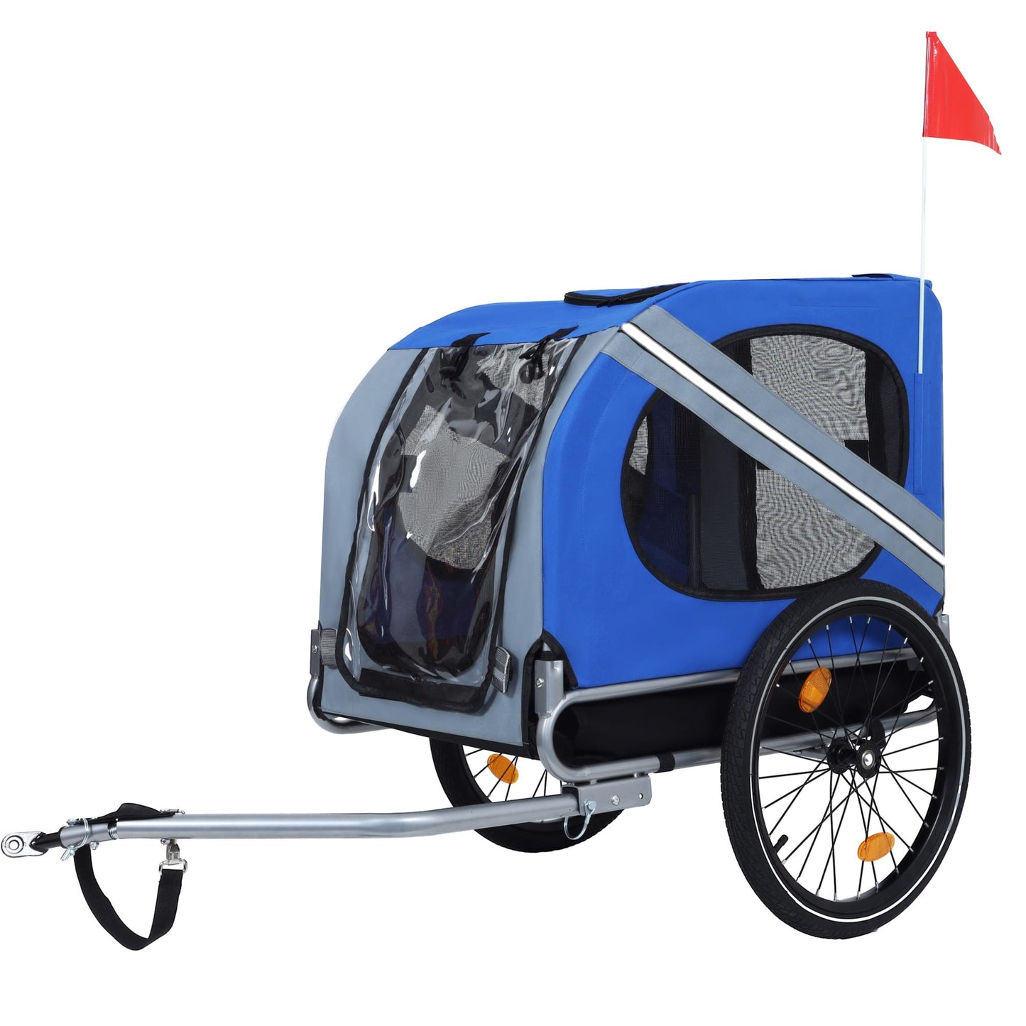 Large Folding Bike Trailer for Dogs – 120LB Capacity All-Terrain Pet Carrier, Durable Steel Frame for Cycling, Jogging, Camping & Outdoor Adventures, Blue-Gray