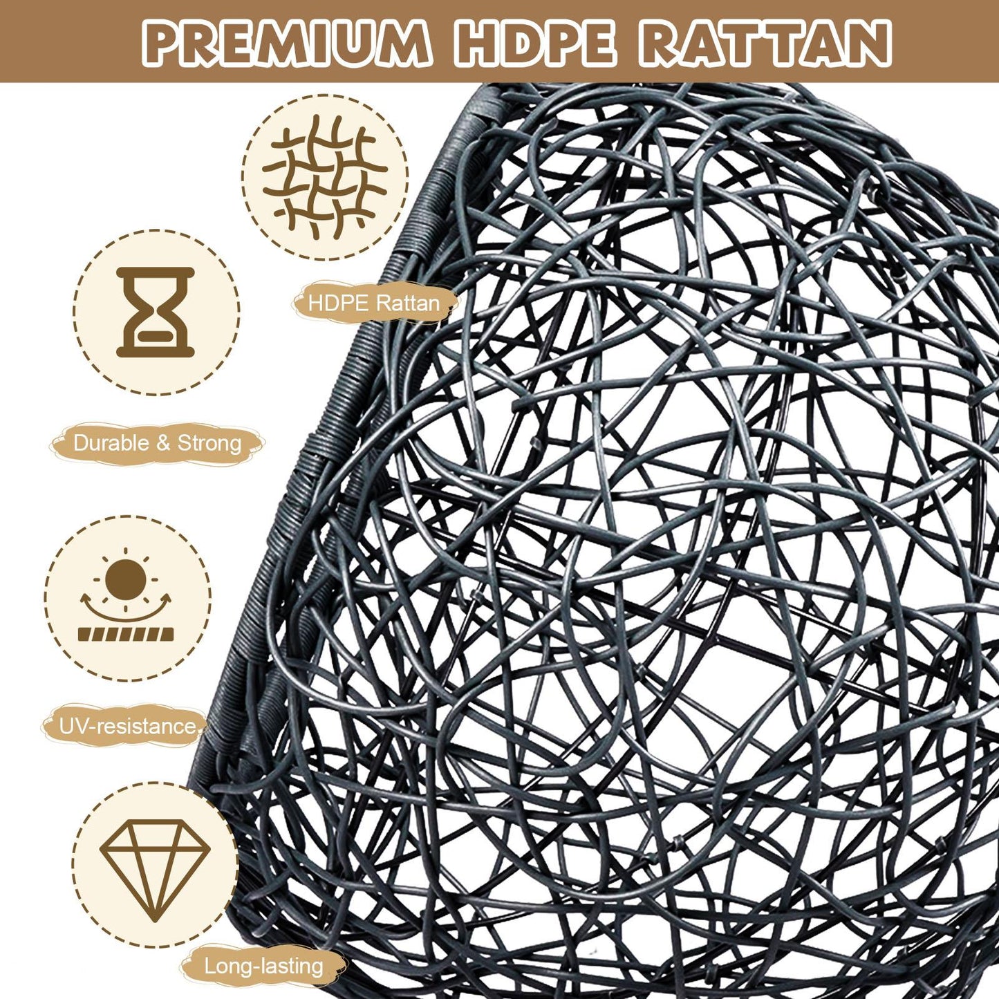 Cat Swing Bed with Stand & Cushion, Cat Egg Chair with Rattan Wicker Appearance, Indoor Hanging Swinging Cat Bed for Cats, Small Dogs, and Small Animals.Gray.