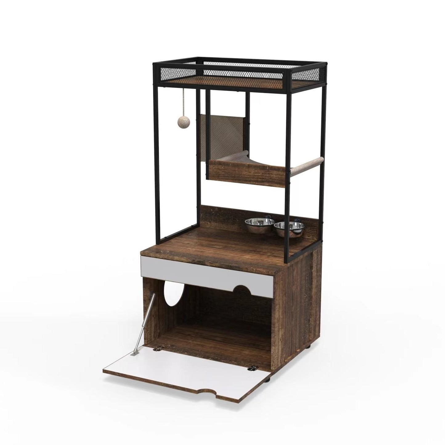 Cat Litter Box Enclosures with Cat Tree Tower, Cat Furniture ,Cat Cabinet