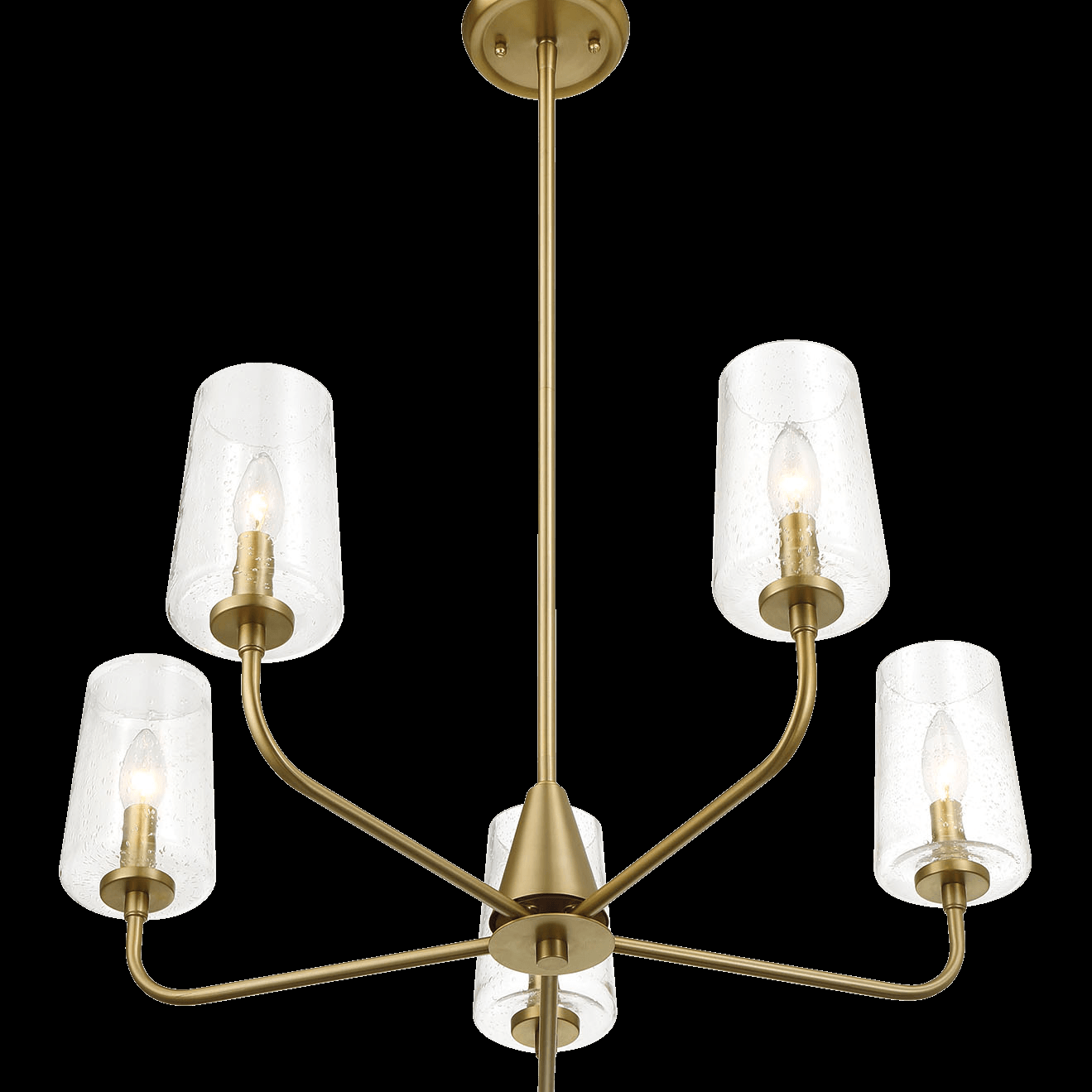 Dazzle Five Lights Chandelier With Clear Seeded Glass -Satin Brass