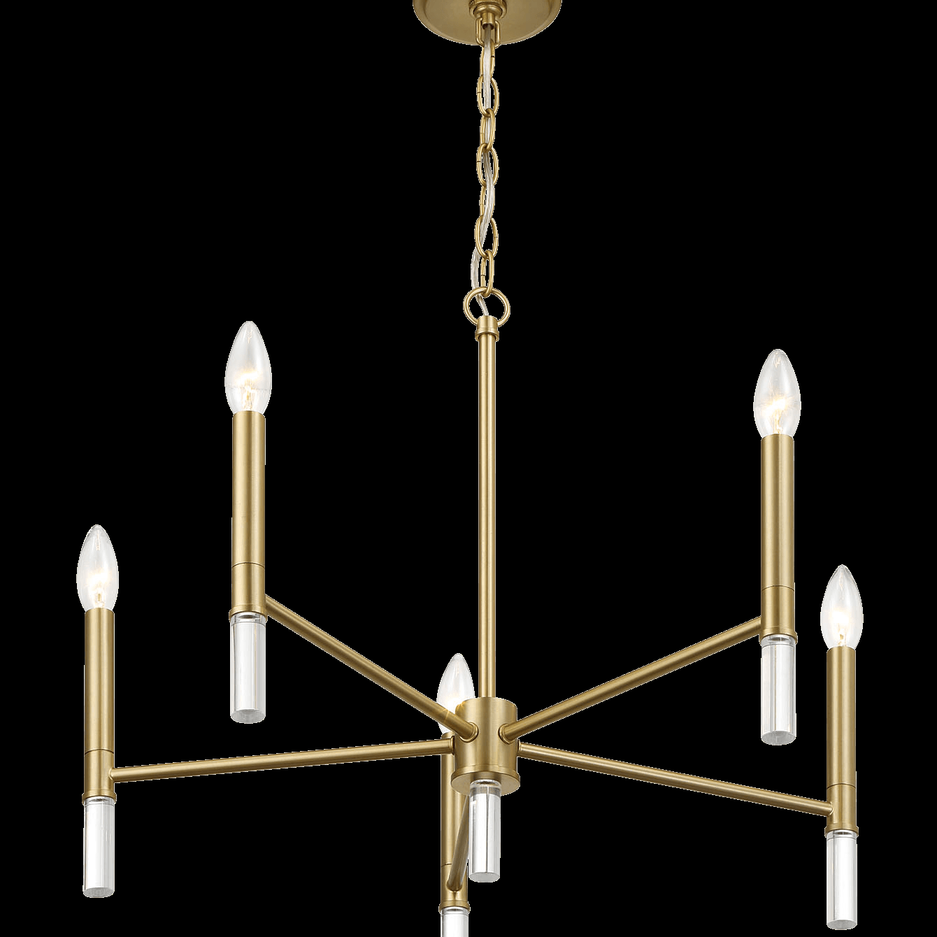 Courtyard Five Light Golden Brass Candle Light Chandelier 24"W × 17.75"H