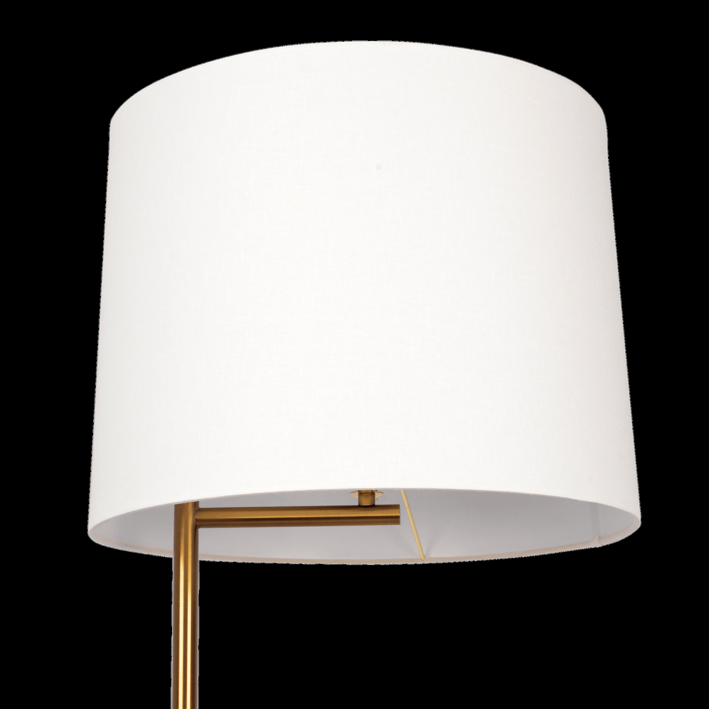 Zenith Offset Brass Base Floor Lamp with Drum-shaped Linen Shade