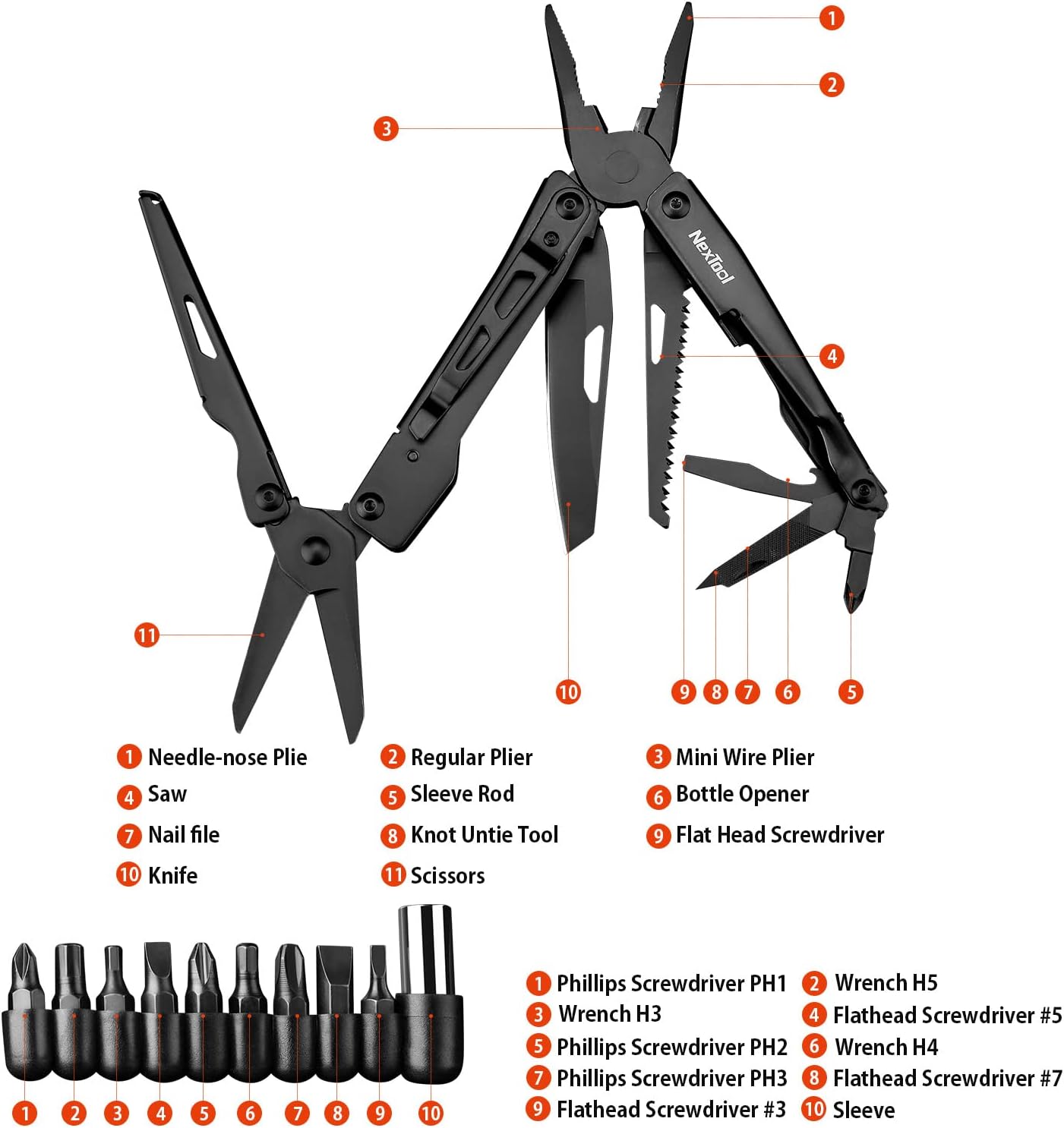 NexTool Foldable Pocket Multitool for Camping, Fishing, Survival
