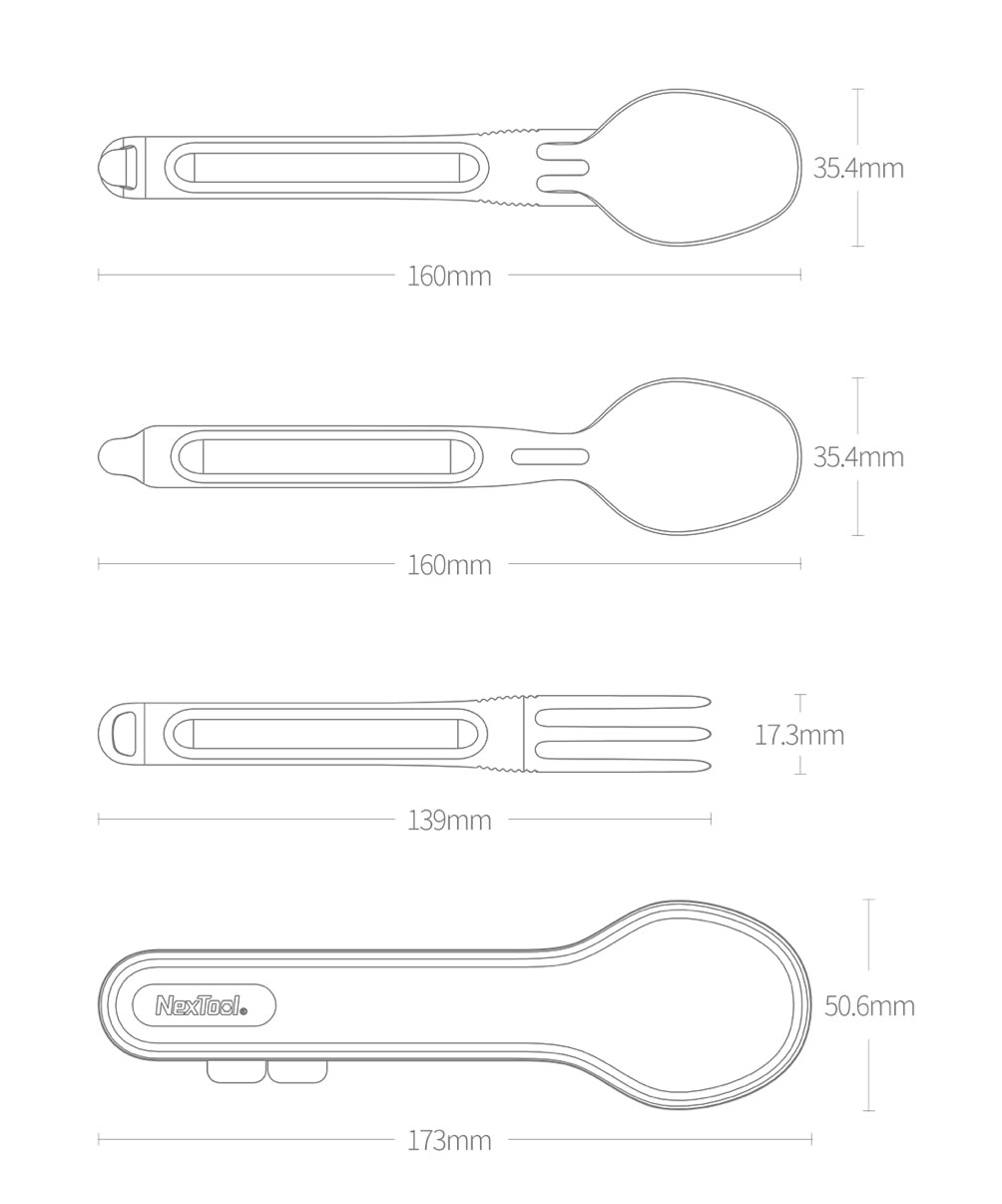 NexTool Portable Cutlery Set in Titanium, Fork and Spoon 2-in-1
