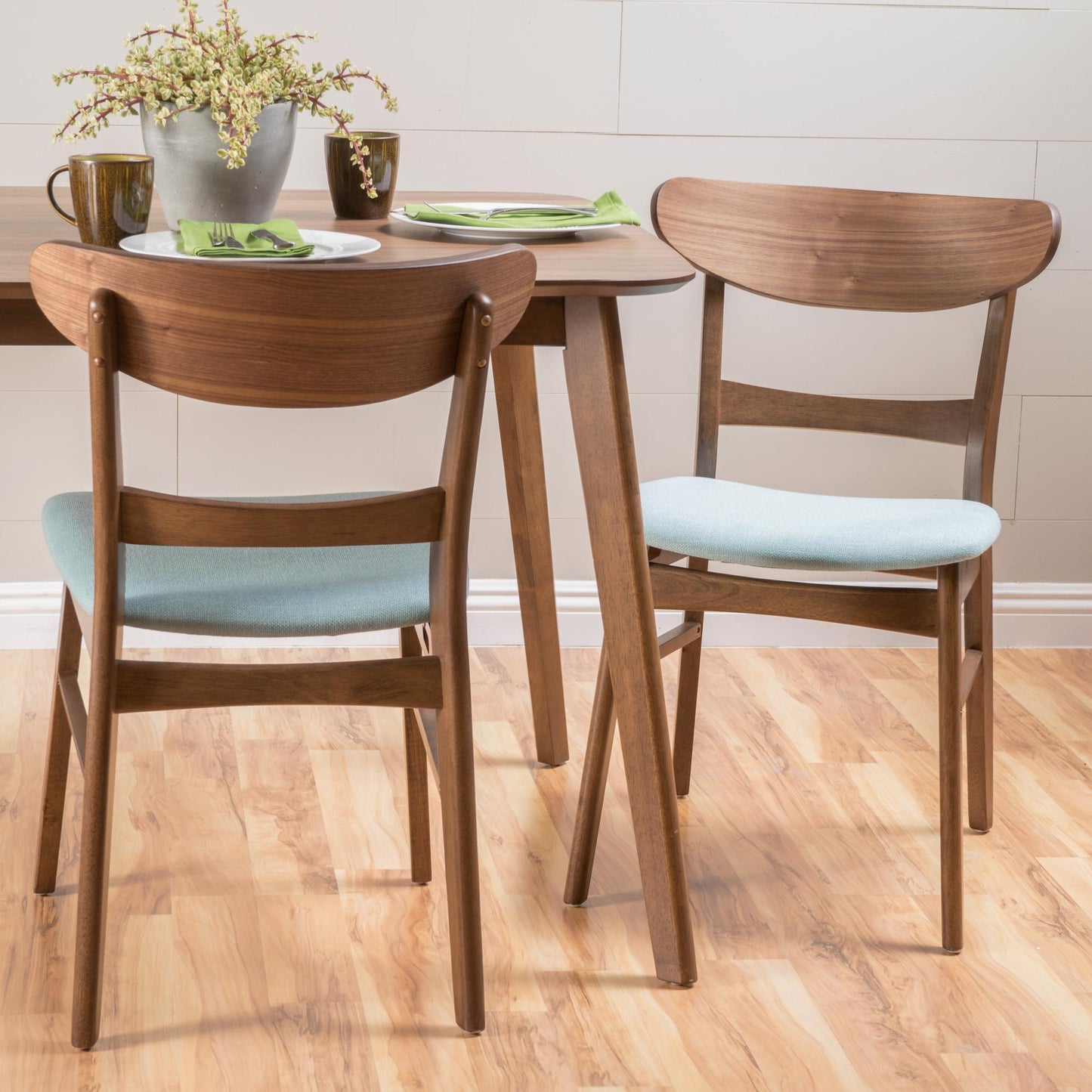 2 Pieces Dining Chairs, Solid Wood, Mint