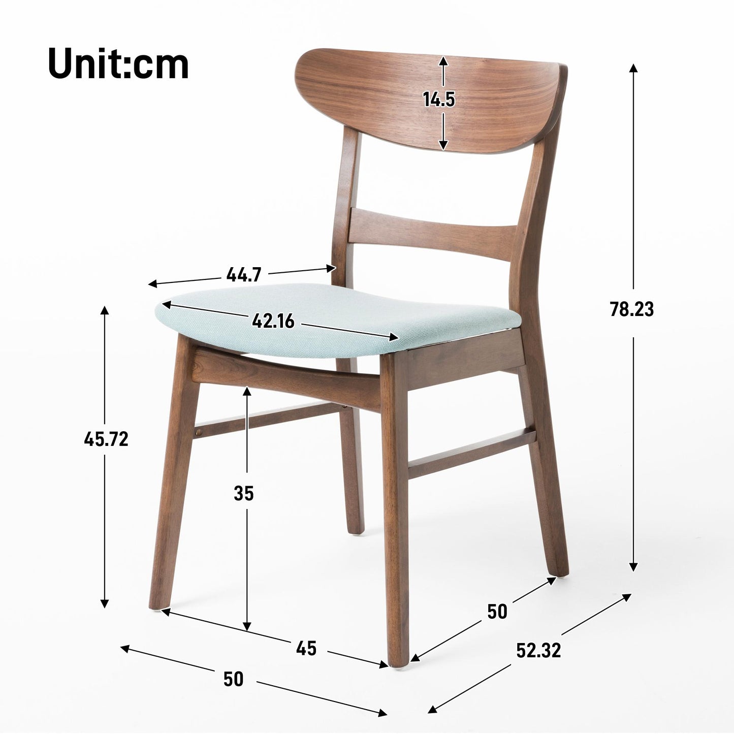 2 Pieces Dining Chairs, Solid Wood, Mint