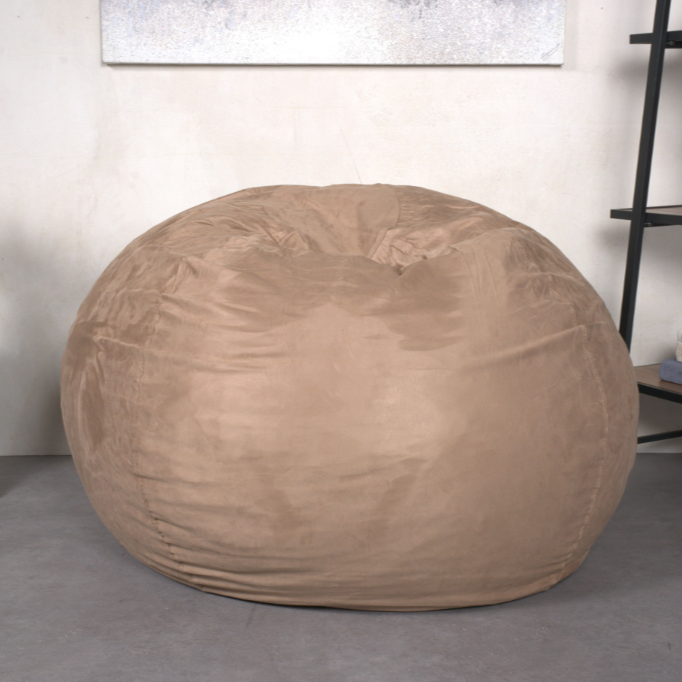 5-Foot Comfortable High-Density Shredded Foam Bean Bag Chair for Kids and Adults, with Removable Microsuede Cover, Ideal Reading and Bedroom Floor Lounge, Tuscany