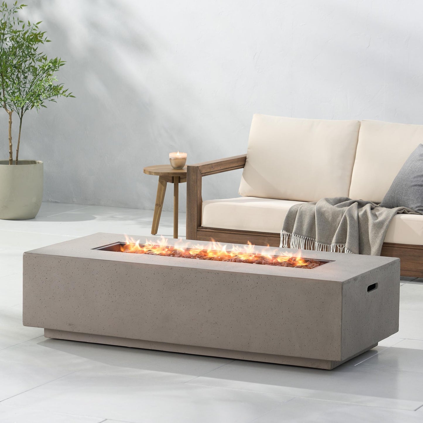 50000 BTU RECTANGLE MGO FIRE TABLE TANK OUTSIDE (Tank cover not included)