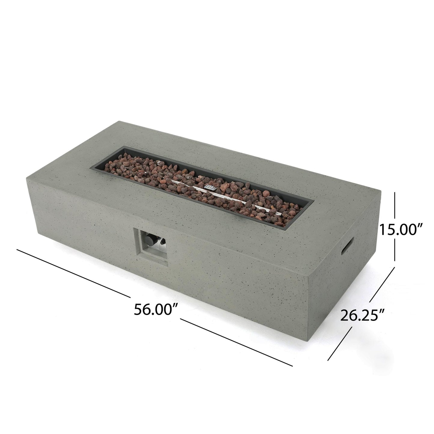 50000 BTU RECTANGLE MGO FIRE TABLE TANK OUTSIDE (Tank cover not included)