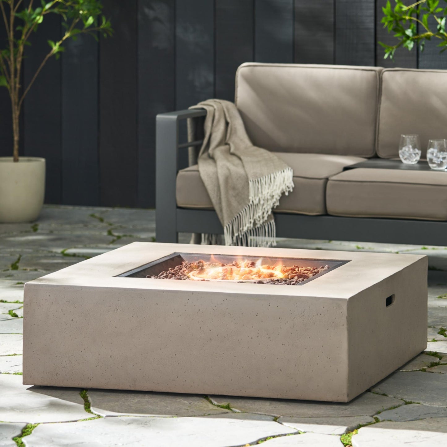 50000 BTU SQUARE MGO FIRE TABLE TANK OUTSIDE(Tank cover not included)
