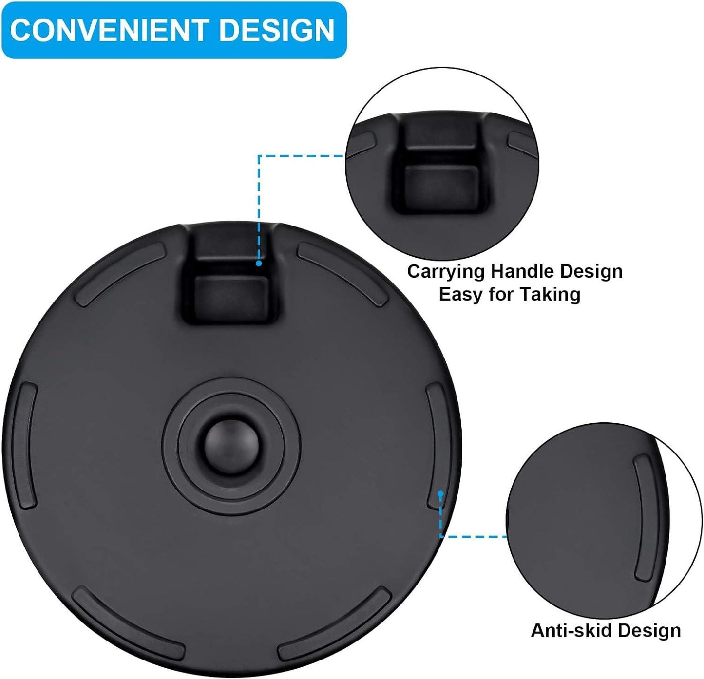 50lbs 20" Capacity Fillable Patio Umbrella Base for Outdoor Lawn, Garden, Black-Round