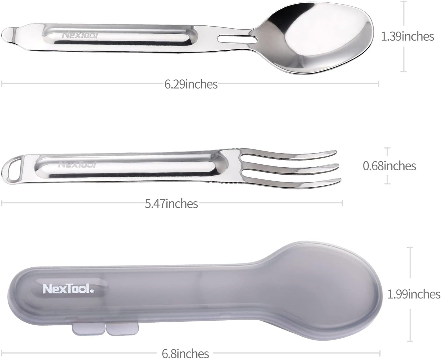 NexTool Portable Cutlery Set in Stainless Steel, Fork and Spoon 2-in-1