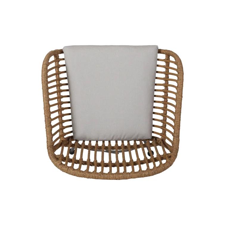 Christopher Knight Home Rodney Outdoor Woven Faux Rattan Chairs with Cushions (Set of 2), Light Brown and Beige Finish
