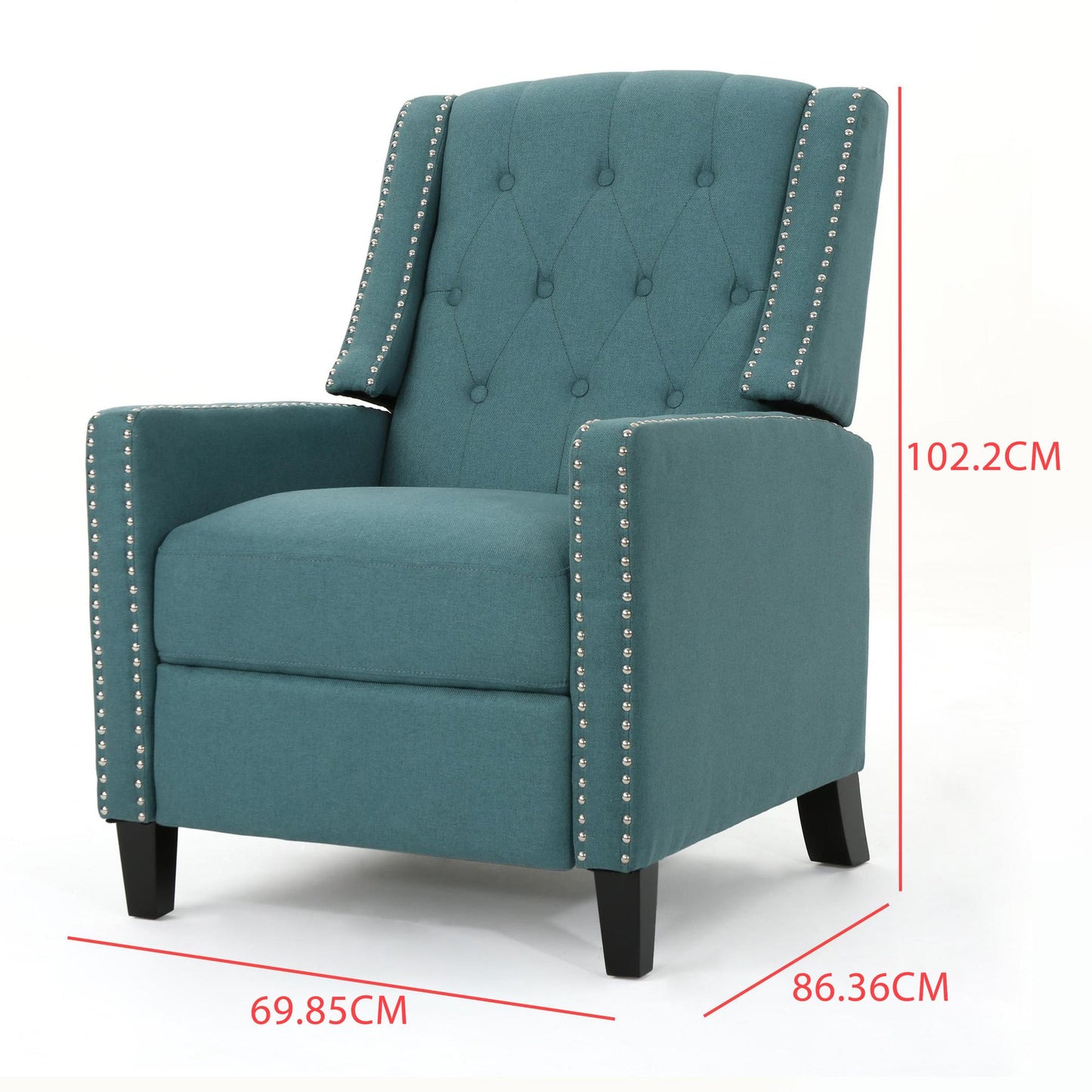 Classic Teal Fabric Push Back Chair, Teal