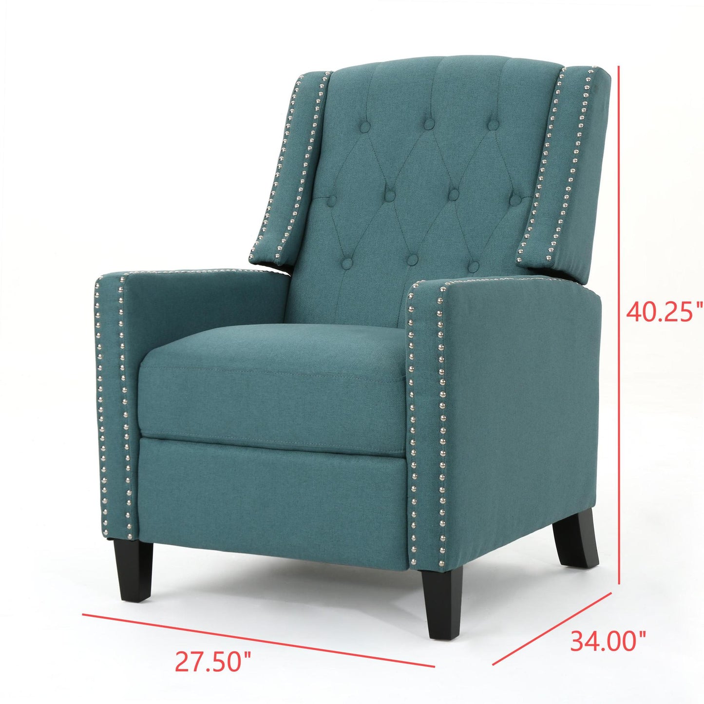 Classic Teal Fabric Push Back Chair, Teal