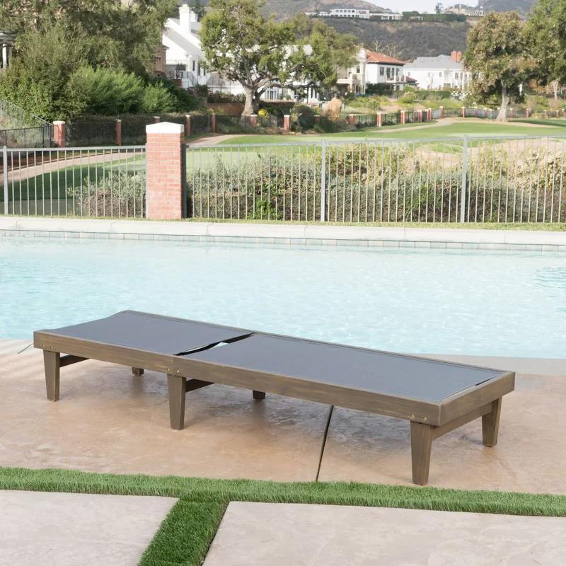 Gunnarr Outdoor Acacia Chaise Lounge