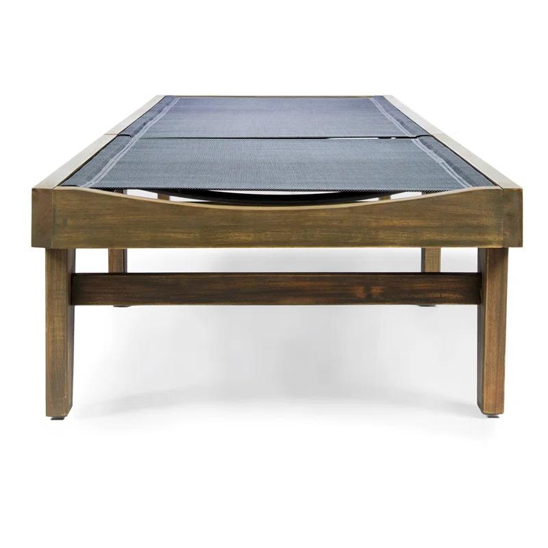 Gunnarr Outdoor Acacia Chaise Lounge