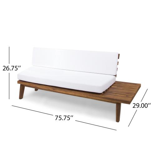Hillcrest 2 Seater Sofa Indoor Minimalist Acacia Wood Right Side Sofa with White Cushions
