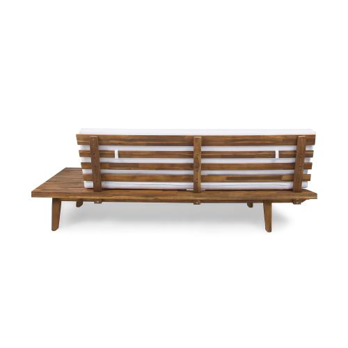 Hillcrest 2 Seater Sofa Indoor Minimalist Acacia Wood Right Side Sofa with White Cushions