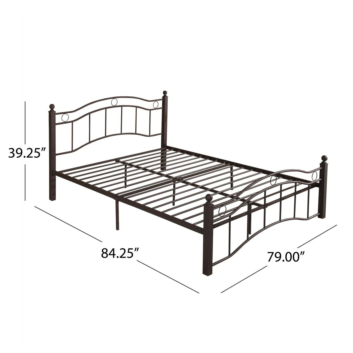 King Size Metal Bed Frame, Under Bed Storage Space, No Box Spring Needed, Durable Use, Copper