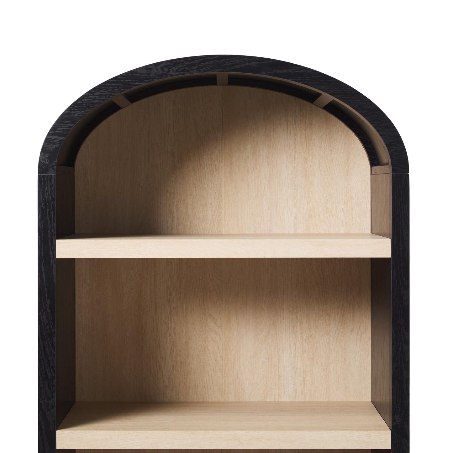 Modern 5 Shelf Open Arched Bookshelf - Black