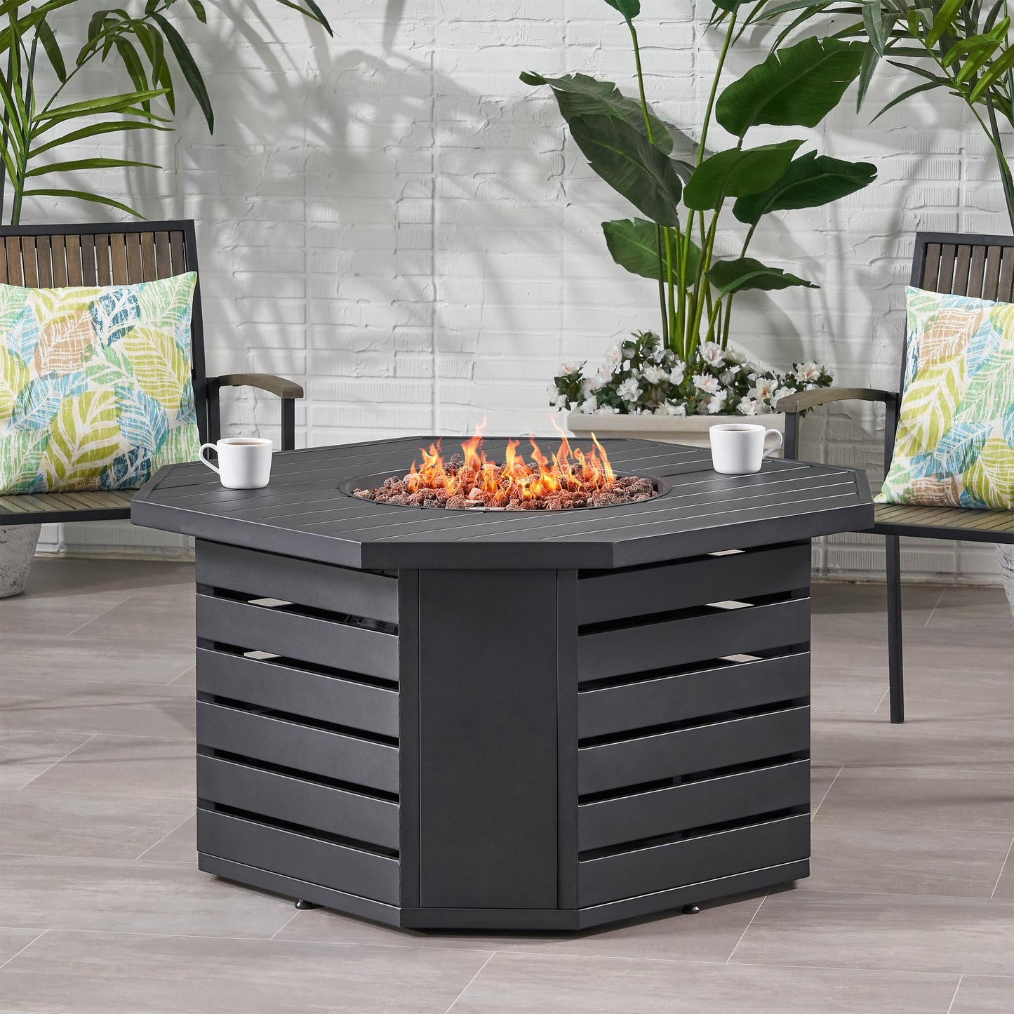 OCTAGON IRON FIRE PIT - 50000BTU