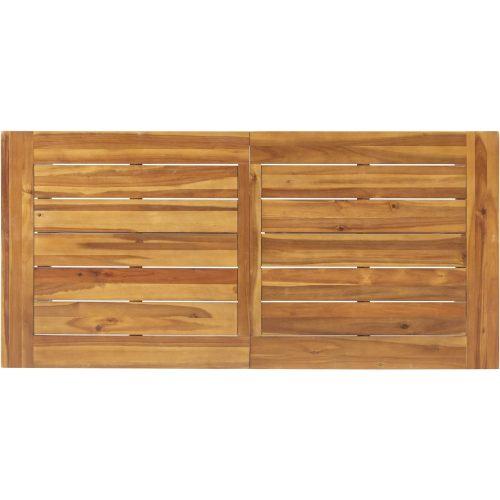 Outdoor Acacia Wood Metal Base Dining Table, Teak