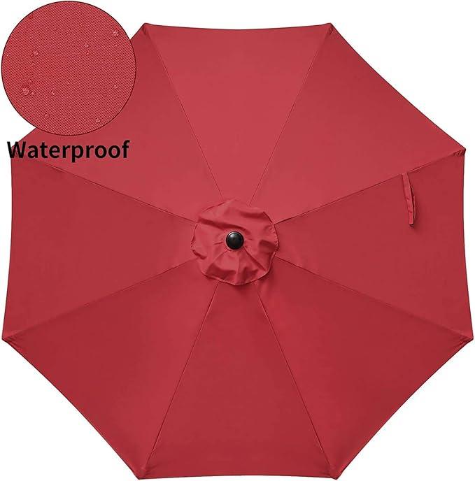 Outdoor Market Table Patio Umbrella with Button Tilt, Crank and 8 Sturdy Ribs for Garden, Deck, Lawn, Backyard & Pool