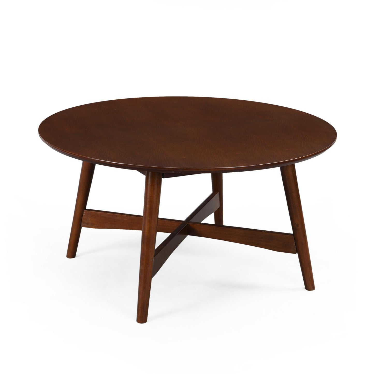 ROUND COFFEE TABLE WITH X-CROSS BASE
