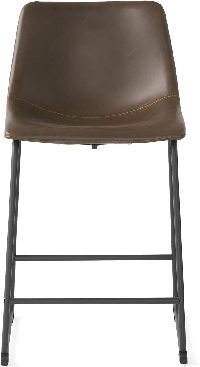 Set of 2, Vintage Brown Counter Stool,17.75"D x 21.20"W x 35.25"H