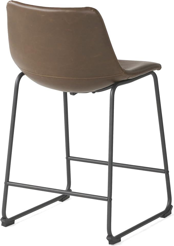Set of 2, Vintage Brown Counter Stool,17.75"D x 21.20"W x 35.25"H