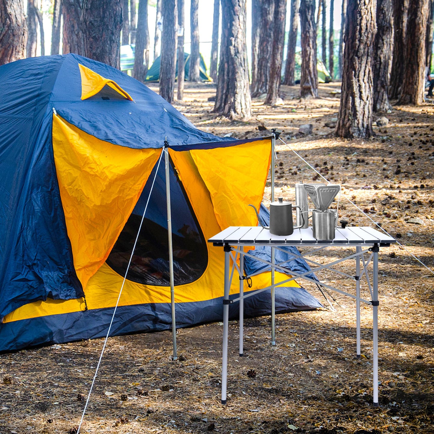 YSSOA Lightweight Folding Camping Table with Carry Bag︱Ultra-Compact Aluminum Table for Picnic, Beach, Traveling, Backyards, BBQ (Color: White)