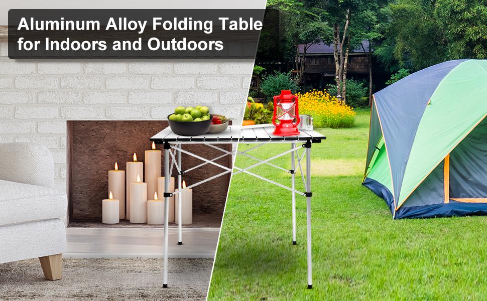 YSSOA Lightweight Folding Camping Table with Carry Bag︱Ultra-Compact Aluminum Table for Picnic, Beach, Traveling, Backyards, BBQ (Color: White)