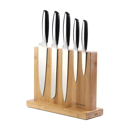 KITCHENDAO Magnetic Knife Holder in Bamboo with Enhanced Magnets, Double Sided Capacity to Organizer Knives