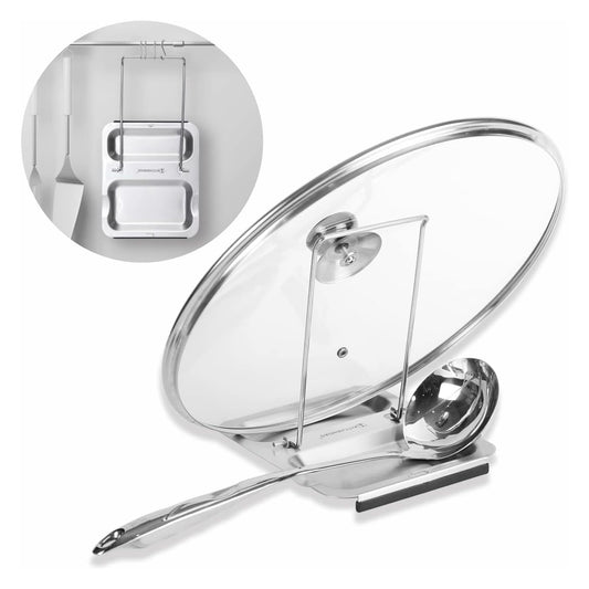 KITCHENDAO Foldable Spoon Rest with Pot Lid Holder in Stainless Steel