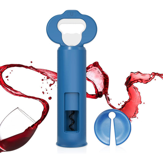 KITCHENDAO 3 in 1 Wine Corkscrew in Plastic with Foil Cutter