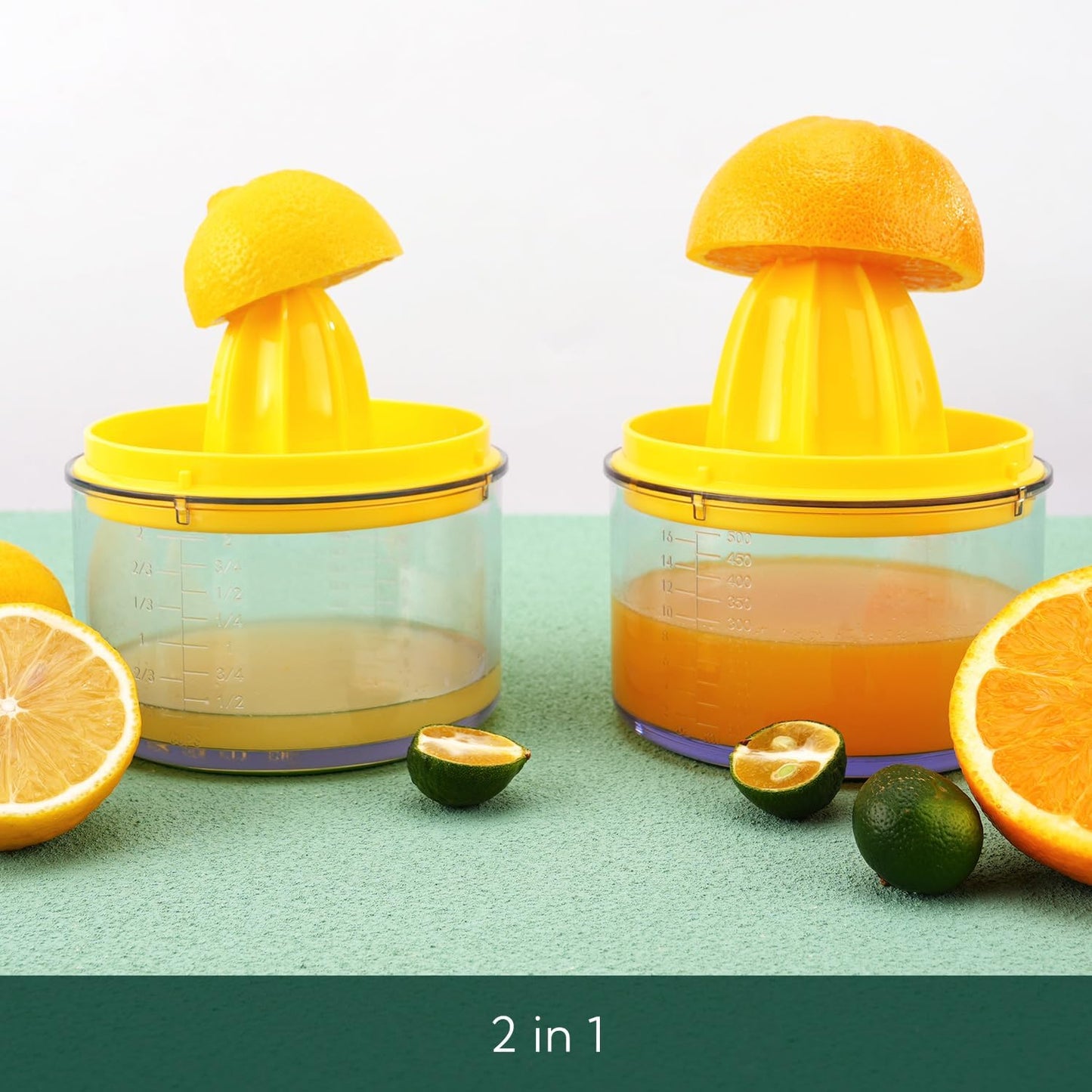 KITCHENDAO 2 in 1 Citrus Juicer with Lid, 16OZ