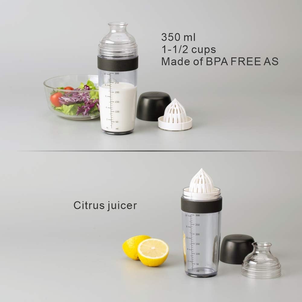 KITCHENDAO Salad Dressing Container 2 in 1 with Citrus Juicer, BPA Free