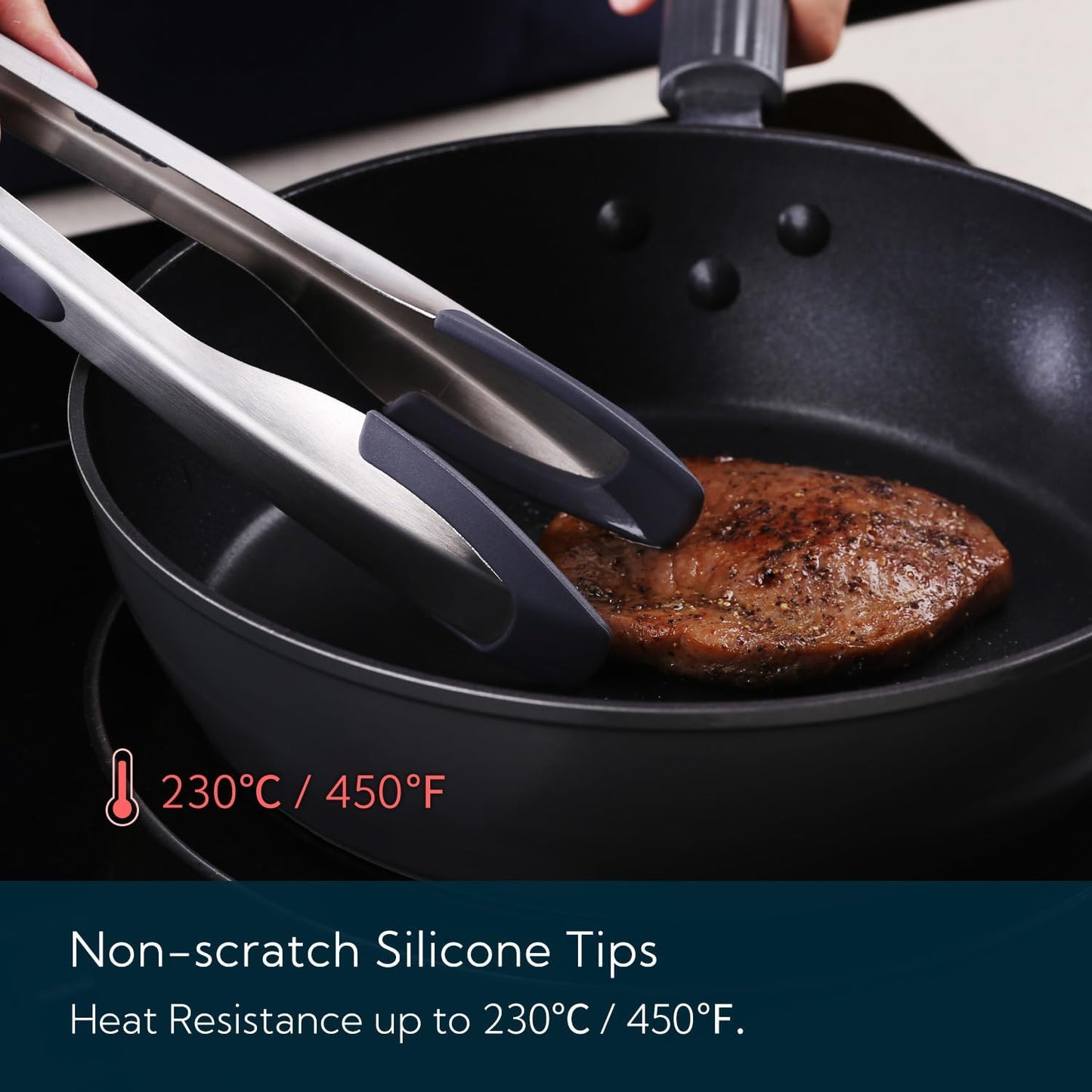 KITCHENDAO Cooking Tong with Silicone Tips, 12 Inch