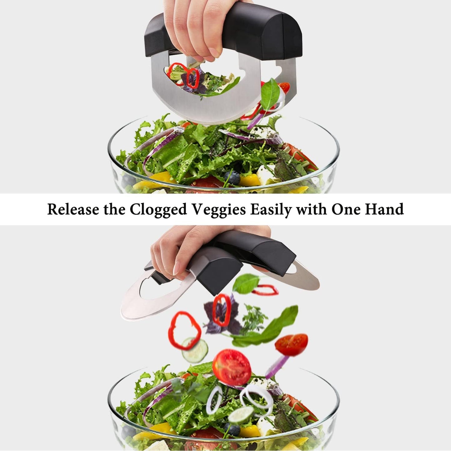 KITCHENDAO Salad Chopper, Detachable Double Blade Rocker Knife with Protective Covers