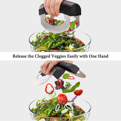 KITCHENDAO Salad Chopper, Detachable Double Blade Rocker Knife with Protective Covers