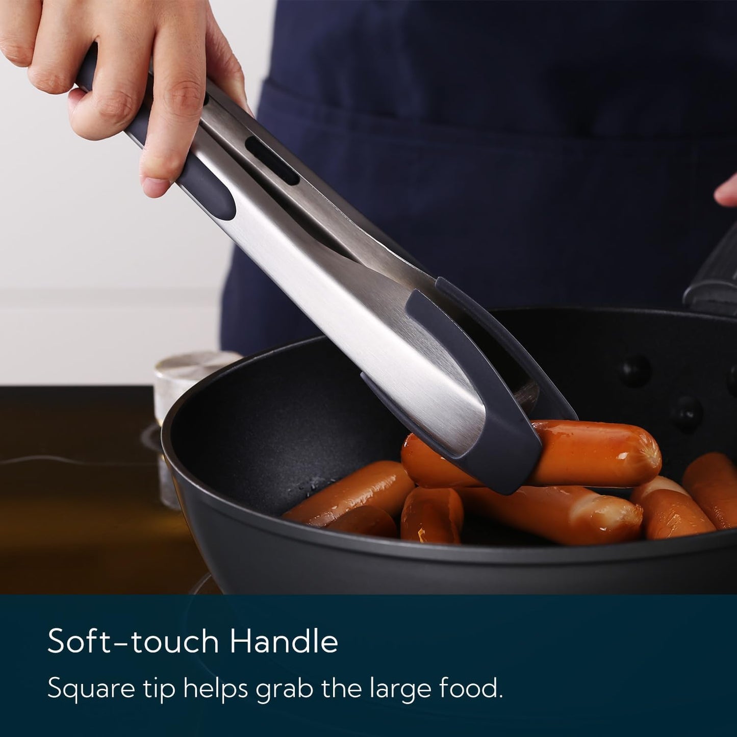 KITCHENDAO Cooking Tong with Silicone Tips, 12 Inch