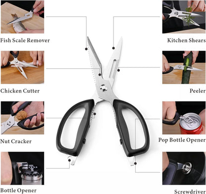 KITCHENDAO Kitchen Scissors in Stainless Steel, with Magnetic Sheath